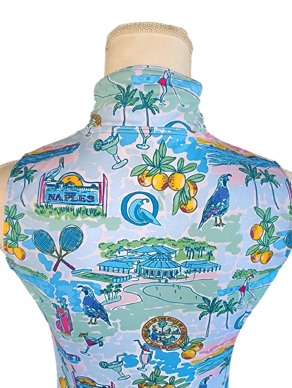 Smith & Quinn Sleeveless Light Blue Tropical Print Dress. - Picture 6 of 11